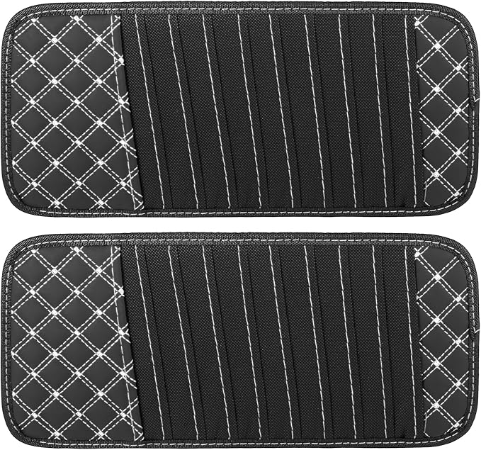 2pcs Car CD Visor Storage Cases Vehicle Sun Visor Organizer with 10 DVD Storage Sleeves Black with White Line