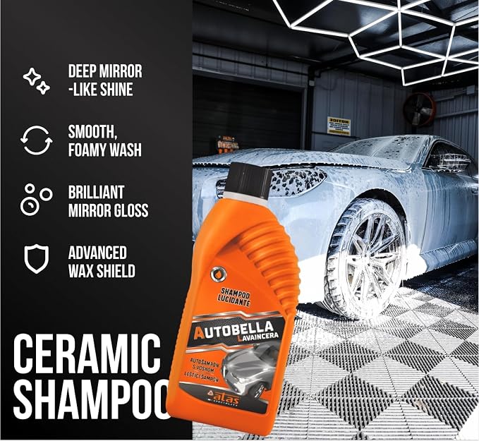 Car Wash and Wax – High Foaming pH Neutral Car Soap, 100:1 Concentrated for More Washes, Safe for Wax & Ceramic, Glossy Finish, For Foam Cannon & Bucket – Premium Italian Formula, 33.8 Oz