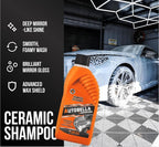 Car Wash and Wax – High Foaming pH Neutral Car Soap, 100:1 Concentrated for More Washes, Safe for Wax & Ceramic, Glossy Finish, For Foam Cannon & Bucket – Premium Italian Formula, 33.8 Oz