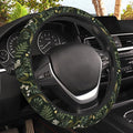 Tropical Flowers Steering Wheel Cover,Berries and Leaves Elastic Non-Slip Steering Wheel Protector,Auto Interior Decor for Women Girls,Universal 15" Fit for Sedans,Trucks