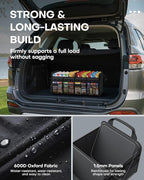 Tactical Car Trunk Organizer - Foldable Trunk Organizer for SUV with Front MOLLE Pocket & Reflective Strips, Essential Car Accessories for Tools & Outdoor Storage, 12.8" x 21.7" x 11.0", Black