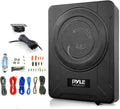 Pyle PLBX8A 8 600 Watt Peak Power Low-Profile Compact Enclosed Low & High Level Inputs Active Amplified Under Seat Car Subwoofer System Bundle Combo with 8 Gauge Wiring Installation Kit