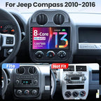 [8core 4+64G] Android 13 Car Radio Stereo for Jeep Patriot Compass 2010-2016: Upgrade 1280 * 800 Touchscreen Replacement with Bluetooth5.0 Backup Camera Wireless CarPlay Android Auto 5GWIFI AM FM RDS
