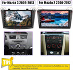 Car Radio Stereo for Mazda 3 2009 2010 2011 2012 2013,Android 15 2G+64G Wireless Carplay Android Auto,9 Inch Touchscreen Car Radio GPS WiFi Bluetooth FM/RDS SWC Dual USB/AUX-in Backup Camera