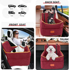 HEGGCOOE Dog Car Seat for Small Medium Dogs, Memory Foam Puppy Dog Booster Seat with Thick Cushion for Dogs Under 35lbs, Detachable Washable Pet Car Seat Travel Bed with Storage Pockets,2 Safety Belts