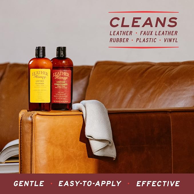 Complete Leather Care Kit Including 8 oz Cleaner and 8 oz Conditioner for use on Leather Apparel, Furniture, Auto Interiors, Shoes, Bags and Accessories