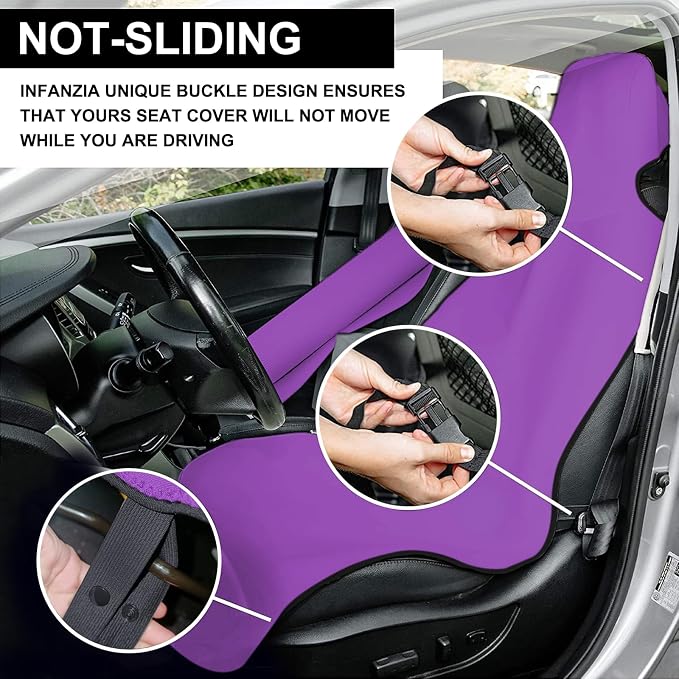 Premium Waterproof Seat Cover Towel Protector Neoprene Universal Fit, Upgraded 100% Washable & Removable Non-Slip Sweat Carseat Towel Covers, Perfect for Gym/Yoga/Workout（Purple,2PCS