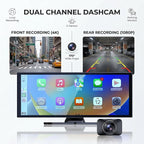 11.26" Carplay Screen for Car,4K Dash Cam,Portable Tablet for Apple Android Auto,Stereo Audio Radio,Rear Backup Camera,Voice Touch Control GPS Navigation,Bluetooth,Wireless Mirror for Truck