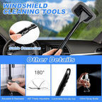 Car Interior Cleaning Kit - Windshield Cleaner Tool, 3 Graded Boar Brushes, Double Head AC Vent Shutter Brush, Towels, Duster, Car Interior Detailing Kit for RVs, Truck, Trailer