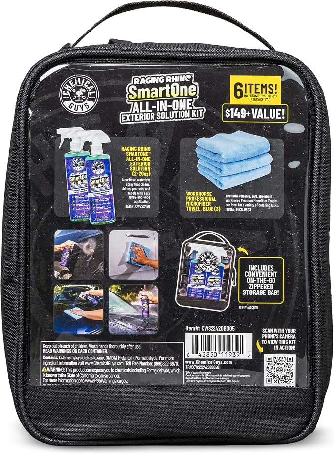 Raging Rhino SmartOne 2 Pack With Storage Bag All In One Exterior Spray Microfiber Towels Giftable Waterless Wash And Quick Detail Set