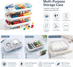 Clear Hard Plastic Zipper Case,Transparent Double Zippers Hard Pouch with 3pcs,Portable Travel Organizer Bin for Toy Storage
