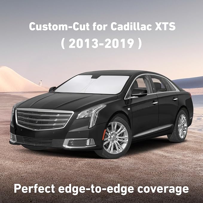 Windshield Sunshade Compatible for Cadillac XTS 2013-2017 2018 2019, Sun Visor for Front Windshield & Window Sun Shade Cover, UV Heat Blocker & Protector, Car Accessories