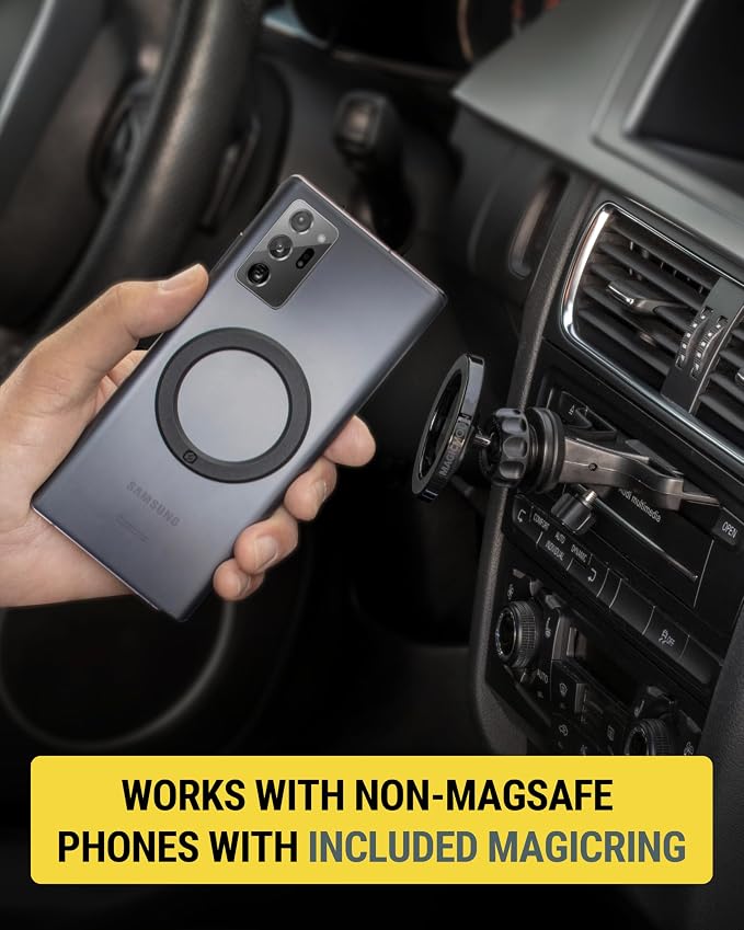 SMS1CD MagSafe CD Slot Phone Mount, Adjustable Magnetic Cell Phone Holder for Car CD Player, Compatible with iPhone 16 15 14 13 12 Pro Max Mini Plus, Mag Safe Case & More with MagSafe Ring