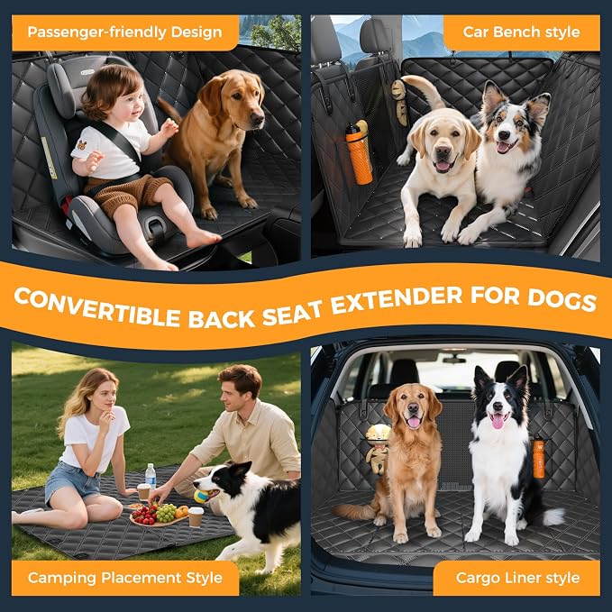 for Back Seat, Hard Bottom Back Seat Extender for Dogs - Supports 400lbs,Scratch Resistant, Anti Slip Portable Dog Hammock,Suitable for Cars
