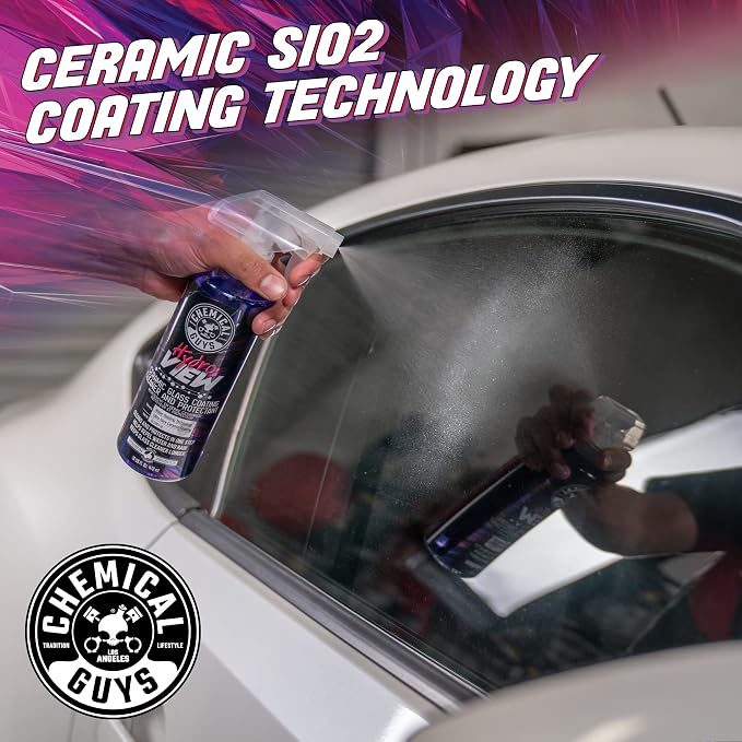 HydroView Ceramic Glass Cleaner & Coating - Cleans & Adds Hydrophobic Protection, Car Window Cleaner for Glass, and Mirrors, Trucks, SUVs, and Home Use - 16 fl oz