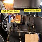 Purse Hook for Car Headrest, Silicone Car Seat Back Storage Hook, Twin Hooks Carbon Fiber Textured Car Headrest Hangers, Bag Holder for Sedan, Trucks, SUVs, Most Vehicles (Black-2PCS)
