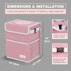 K KNODEL Waterproof Car Trash Can with Lid, Leak-Proof Garbage Bag, Hanging Bin for Women (Pink, Medium)