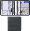 Car Registration & Insurance Card Holder Leather Auto Glove Box Organizer Document Wallet with Magnetic Shut (Black, Small) | Leather, Auto Glove Box Organizer, Document Wallet, Magnetic Shut