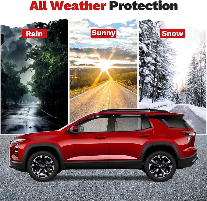 Window Visors Rain Guards for 2025 2026 Chevrolet/Chevy Equinox Accessories(Not for EV), Outside-Mount Tape-On Side Window Wind Deflectors Vent Visors Shades Rainproof Black 4PCS