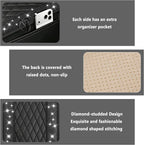 Stacool Upgraded Car Center Console Cover with Rhinestones,Microfiber Leather Car Armrest Cover Cushion with 2 Storage Bags,Universal Cars Armrest Storage Box as Cars Interior Accessories