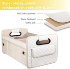 Car Trunk Organizer for SUV, Car Storage Organizer Collapsible Multi Compartment Container Box, Adjustable Car Accessories for Women/Men, Large Beige