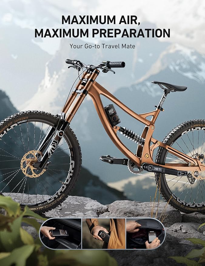 L7 Tire Inflator Portable Air Compressor Cordless-2pack Bike Pump with Digital Dual Values Display, 150 PSI Car Tires Pump with LED Lights Air Pump for Cars, Motorcycles, Bikes, Balls Orange