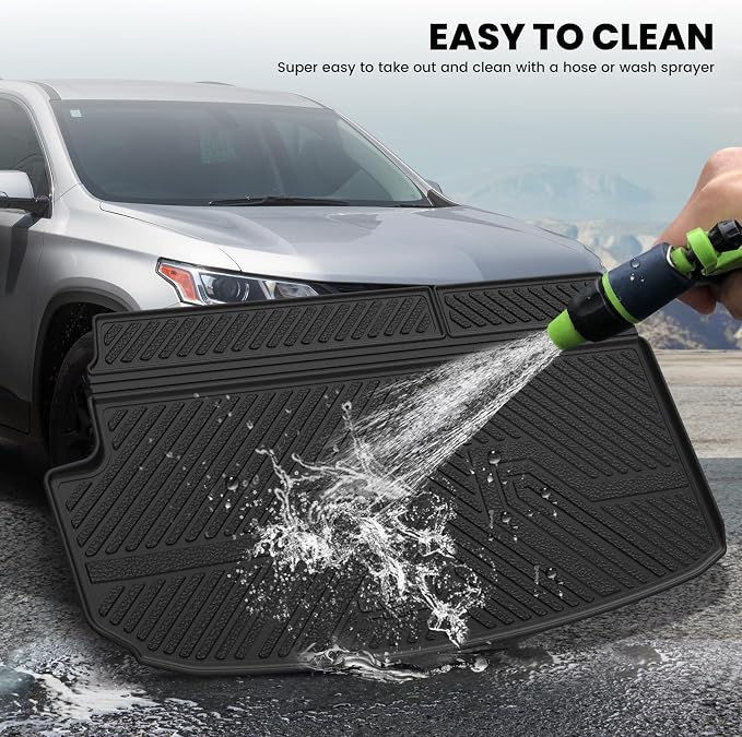 Trunk Mat with Backrest Mat for Chevrolet Chevy Traverse 2018-2023/Traverse Limited 2024, All Weather TPE Custom Fit Cargo Mat Trunk Liner with Backrest Mat, Black