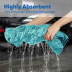 Professional Car Drying Towel (36"x 24") with Twisted-Loop Technology, 1200GSM for a Streak-Free Finish – Microfiber Towels for Cars, Trucks, SUVs, RVs and Motorcycles, Lake Green