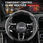 Universal Steering Wheel Cover,Carbon Fiber,3pcs Set(silver) | Clip-On Segmented Fit;Carbon Fiber Look;Fits Most 14-16 in Round or D-Shaped Wheels;Easy Wipe Clean;Non Slip;4 Colors