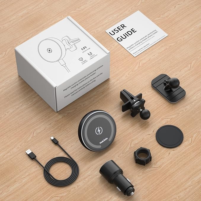 for Magsafe Car Mount Charger for Magnetic Wireless Charging for iPhone12/13/14/15/16Pro,Pro Max,Plus,Mini,Vent&Dashboard Strong Magnets Phone Holder with Fast 36W QC 3.0 Adapter(Dark Black)