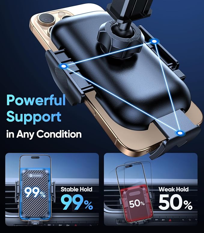 2026 Ultimate Sturdy Car Phone Holder [Upgraded 95+LBS Strongest Suction] Universal Long Arm Cellphone Mount for Car Dashboard Windshield Vent Truck Boat for iPhone 17 16 Pro Max & Android