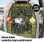 William Morris Greenery Forest Tree Floral Animals Blue Green Car Seat Back Kick Protectors Kick Mats With Storage Pockets For Vehicles To Protect From Dirt Mud Scratches 2 Pack
