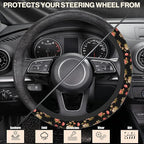 Watercolor Pink Hisbicus Steering Wheel Cover, Elastic Non-Slip Steering Wheel Protector,Auto Interior Decor for Women Girls,Universal 15" Fit for Sedans,Trucks