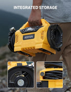 MC3 Tire Inflator Portable Air Compressor, 3 Power Sources:Cordless/110V AC/12V DC, 160PSI Fast Inflation Air Pump with Dual Motors, Auto Shut-off for Cars,SUVs, Air Mattress Inflator/Deflator