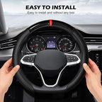 Frani Nappa Leather Steering Wheel Cover,Universal Fit 15 Inch-Premium Non-Slip Breathable Comfort Grip for Cars Trucks SUVs,Anti-Slip Durable Interior Upgrade Sporty