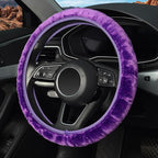Purple Elastic Fuzzy Steering Wheel Cover, Microfiber Plush Steering Wheel Cover for Woman Girl,Winter Warm, Universal 15 inch