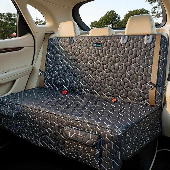 Dog Car Seat Cover for Back Seat, Waterproof Non-Slip Bench Protector for Dogs, Durable 600D Scratch Proof Seat Cover for Hair, Scratches, Travel and Daily Use in Mid-Size Cars, Mid-Size SUVs