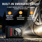 R6 12V DC Tire Inflator Portable Air Compressor, Car Air Pump with Dual Digital Display, Preset Pressure, Auto Shut-Off, 3 Light Modes, Plug-In Tire Pump for Cars, Motorcycles, Bikes, Balls