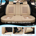 Coverado Seat Covers Full Set, 5 Seats Universal Seat Covers for Cars, Beige Car Seat Covers Front Seats Back Seat Cover, Breathable Car Seat Cushion, Leather Seat Cover Seat Protector Fit Most Cars
