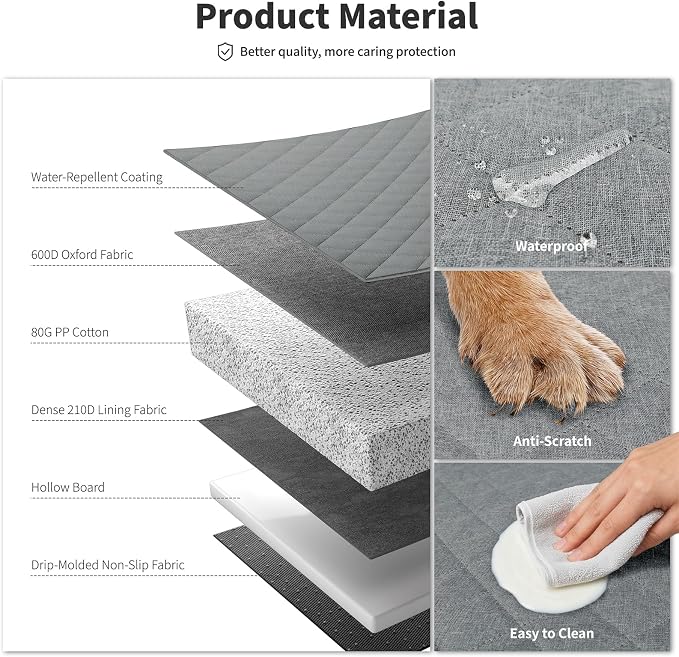 Dog Car Seat Cover with 3 Separate Hard Bottom Plates, Ideal for Car/SUV/Small Trucks, Car Seat Covers for Dogs Holds 400lbs, Grey