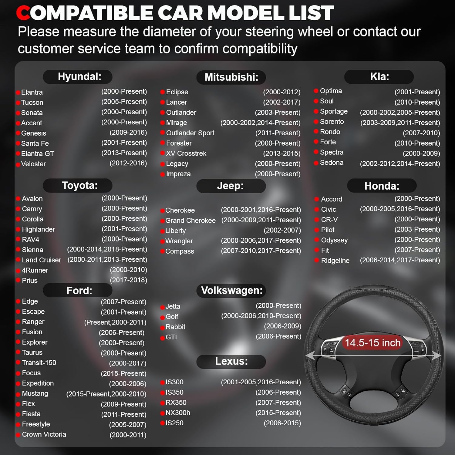 Steering Wheel Cover — Breathable Microfiber Leather Protector