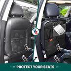 Black Car Seat Organizer for Kids Backseat Kick Mat with Adjustable Strap Back of Seat Protectors for Vehicle Car SUV 2 Pcs