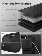 2 Pack Car Seat Gap Filler Organizer with Sun Visor Organizer, PU Leather Seat Gap Filler for Phone, Keys, Cards & Sunglasses, Front Seat Storage Side Pocket for Cars SUVs Trucks