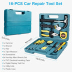 Car Roadside Emergency Kit with Jumper Cables, Auto Vehicle Safety Road Side Assistance Kits, Winter Car Kit Essentials for Women and Men, with Car Repair Tool Set, Folding Survival Shovel