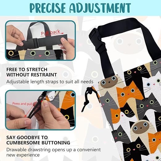 Car Trash Bag Cute Cartoon Cats Leak-Proof Waterproof Car Garbage Bag with Drawstring Foldable Canvas Trash Bin with Adjustable Buckle for Car Accessories, Travelling, Camping
