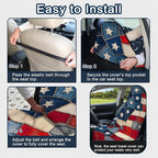 Car Seat Towel Cover 2 Pack for Front Seats, Sweat Absorbent Car Seat Protector with Non-Slip Backing, Waterproof Towel Car Seat Covers for Runners, Gym, Swimming, Beach, Patchwork Flag