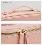 Clear Makeup Bag, Travel Toiletry Cosmetic Bag Case Portable Clear Makeup Organizer Transparent Storage Bag Fit Carry-on Travel Car Accessories for Women Men (Large-Pink)