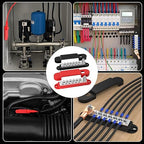 Power Distribution Block 12V 150A 1/4" Stud Marine Bus Bar 12 Volt DC Battery Busbar for Boat Automotive Solar Wiring