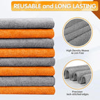 Microfiber Cleaning Cloth -Pack of 24, Highly Absorbent Cleaning Rags(Grey&Orange), 16"X12" All Purpose Cleaning Towels for Housekeeping, Kitchen, Car, Reusable Microfiber Towels