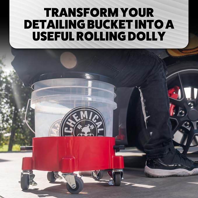 Creeper Rolling Bucket Dolly - Heavy Duty Mobile Dolly Cart for Car Wash, Detailing, and Garage Use, 5 Caster Wheels with 360° Rotation, Fits Standard 3.5 to 7.5 Gallon Buckets